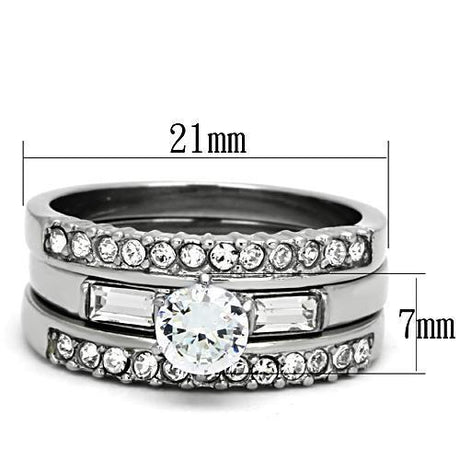 High polished (no plating) Stainless Steel Ring with AAA Grade CZ  in Clear