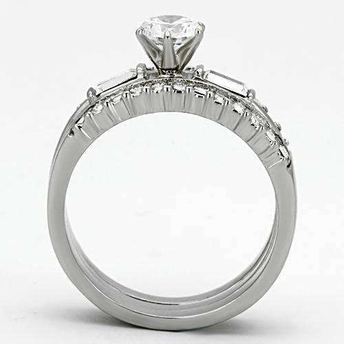 High polished (no plating) Stainless Steel Ring with AAA Grade CZ  in Clear