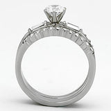 High polished (no plating) Stainless Steel Ring with AAA Grade CZ  in Clear