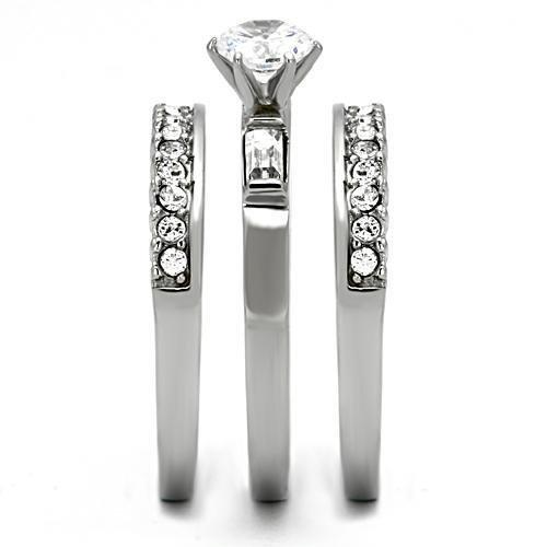High polished (no plating) Stainless Steel Ring with AAA Grade CZ  in Clear
