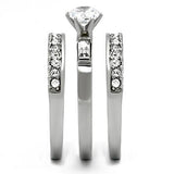 High polished (no plating) Stainless Steel Ring with AAA Grade CZ  in Clear