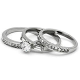 High polished (no plating) Stainless Steel Ring with AAA Grade CZ  in Clear