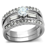 High polished (no plating) Stainless Steel Ring with AAA Grade CZ  in Clear