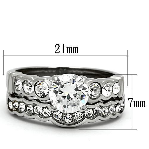 High polished (no plating) Stainless Steel Ring with AAA Grade CZ  in Clear