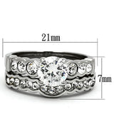 High polished (no plating) Stainless Steel Ring with AAA Grade CZ  in Clear