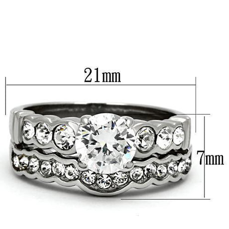 High polished (no plating) Stainless Steel Ring with AAA Grade CZ  in Clear