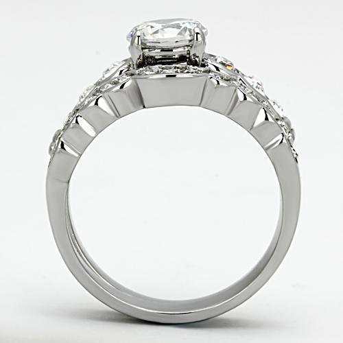 High polished (no plating) Stainless Steel Ring with AAA Grade CZ  in Clear