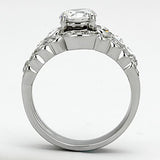 High polished (no plating) Stainless Steel Ring with AAA Grade CZ  in Clear