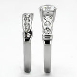 High polished (no plating) Stainless Steel Ring with AAA Grade CZ  in Clear