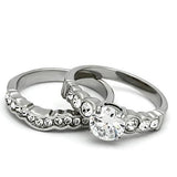 High polished (no plating) Stainless Steel Ring with AAA Grade CZ  in Clear