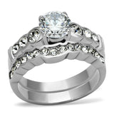 High polished (no plating) Stainless Steel Ring with AAA Grade CZ  in Clear