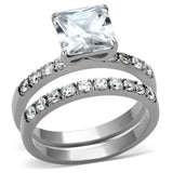 High polished (no plating) Stainless Steel Ring with AAA Grade CZ  in Clear