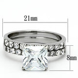 High polished (no plating) Stainless Steel Ring with AAA Grade CZ  in Clear