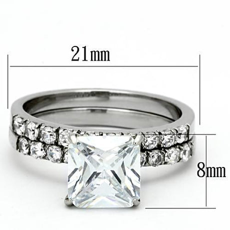 High polished (no plating) Stainless Steel Ring with AAA Grade CZ  in Clear