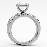 High polished (no plating) Stainless Steel Ring with AAA Grade CZ  in Clear