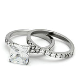 High polished (no plating) Stainless Steel Ring with AAA Grade CZ  in Clear