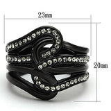 IP Black(Ion Plating) Stainless Steel Ring with Top Grade Crystal  in Black Diamond