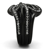 IP Black(Ion Plating) Stainless Steel Ring with Top Grade Crystal  in Black Diamond