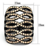 IP Black(Ion Plating) Stainless Steel Ring with Top Grade Crystal  in Metallic Light Gold