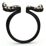 IP Black(Ion Plating) Stainless Steel Ring with Top Grade Crystal  in Metallic Light Gold