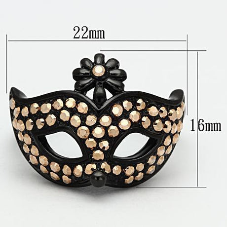 IP Black(Ion Plating) Stainless Steel Ring with Top Grade Crystal  in Metallic Light Gold