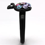 IP Black(Ion Plating) Stainless Steel Ring with Top Grade Crystal  in Multi Color
