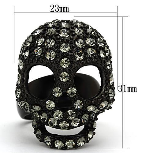 IP Black(Ion Plating) Stainless Steel Ring with Top Grade Crystal  in Black Diamond