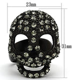 IP Black(Ion Plating) Stainless Steel Ring with Top Grade Crystal  in Black Diamond
