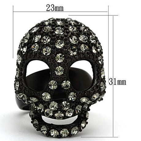 IP Black(Ion Plating) Stainless Steel Ring with Top Grade Crystal  in Black Diamond
