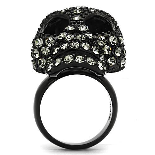 IP Black(Ion Plating) Stainless Steel Ring with Top Grade Crystal  in Black Diamond