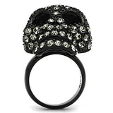 IP Black(Ion Plating) Stainless Steel Ring with Top Grade Crystal  in Black Diamond