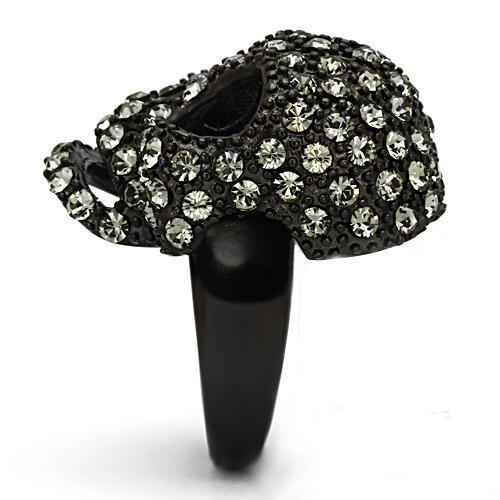 IP Black(Ion Plating) Stainless Steel Ring with Top Grade Crystal  in Black Diamond