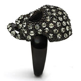 IP Black(Ion Plating) Stainless Steel Ring with Top Grade Crystal  in Black Diamond
