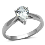 High polished (no plating) Stainless Steel Ring with AAA Grade CZ  in Clear