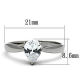 High polished (no plating) Stainless Steel Ring with AAA Grade CZ  in Clear