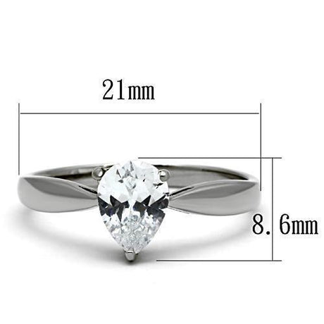 High polished (no plating) Stainless Steel Ring with AAA Grade CZ  in Clear