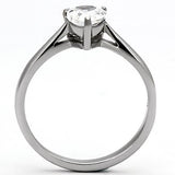 High polished (no plating) Stainless Steel Ring with AAA Grade CZ  in Clear