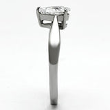 High polished (no plating) Stainless Steel Ring with AAA Grade CZ  in Clear