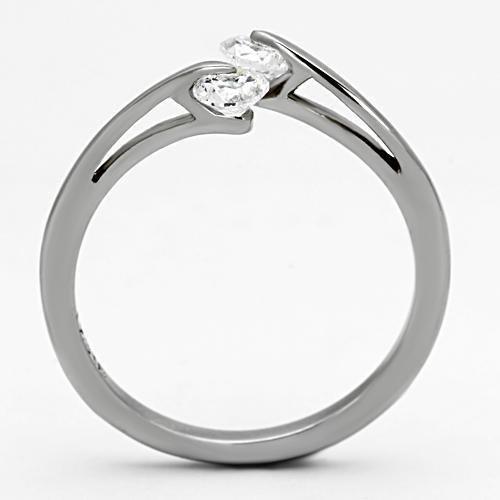 High polished (no plating) Stainless Steel Ring with AAA Grade CZ  in Clear