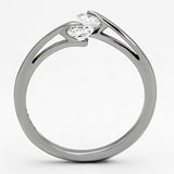 High polished (no plating) Stainless Steel Ring with AAA Grade CZ  in Clear