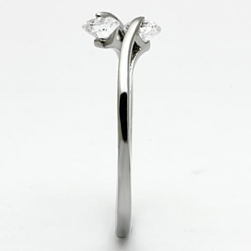 High polished (no plating) Stainless Steel Ring with AAA Grade CZ  in Clear