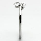 High polished (no plating) Stainless Steel Ring with AAA Grade CZ  in Clear