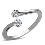 High polished (no plating) Stainless Steel Ring with AAA Grade CZ  in Clear