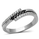 High polished (no plating) Stainless Steel Ring with AAA Grade CZ  in Black Diamond