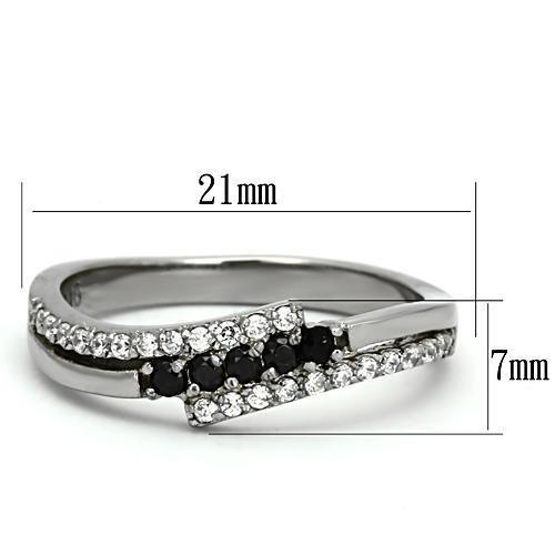 High polished (no plating) Stainless Steel Ring with AAA Grade CZ  in Black Diamond