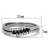 High polished (no plating) Stainless Steel Ring with AAA Grade CZ  in Black Diamond