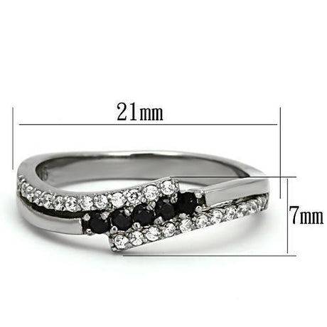 High polished (no plating) Stainless Steel Ring with AAA Grade CZ  in Black Diamond