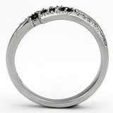 High polished (no plating) Stainless Steel Ring with AAA Grade CZ  in Black Diamond
