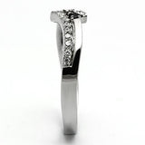 High polished (no plating) Stainless Steel Ring with AAA Grade CZ  in Black Diamond