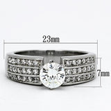 High polished (no plating) Stainless Steel Ring with AAA Grade CZ  in Clear